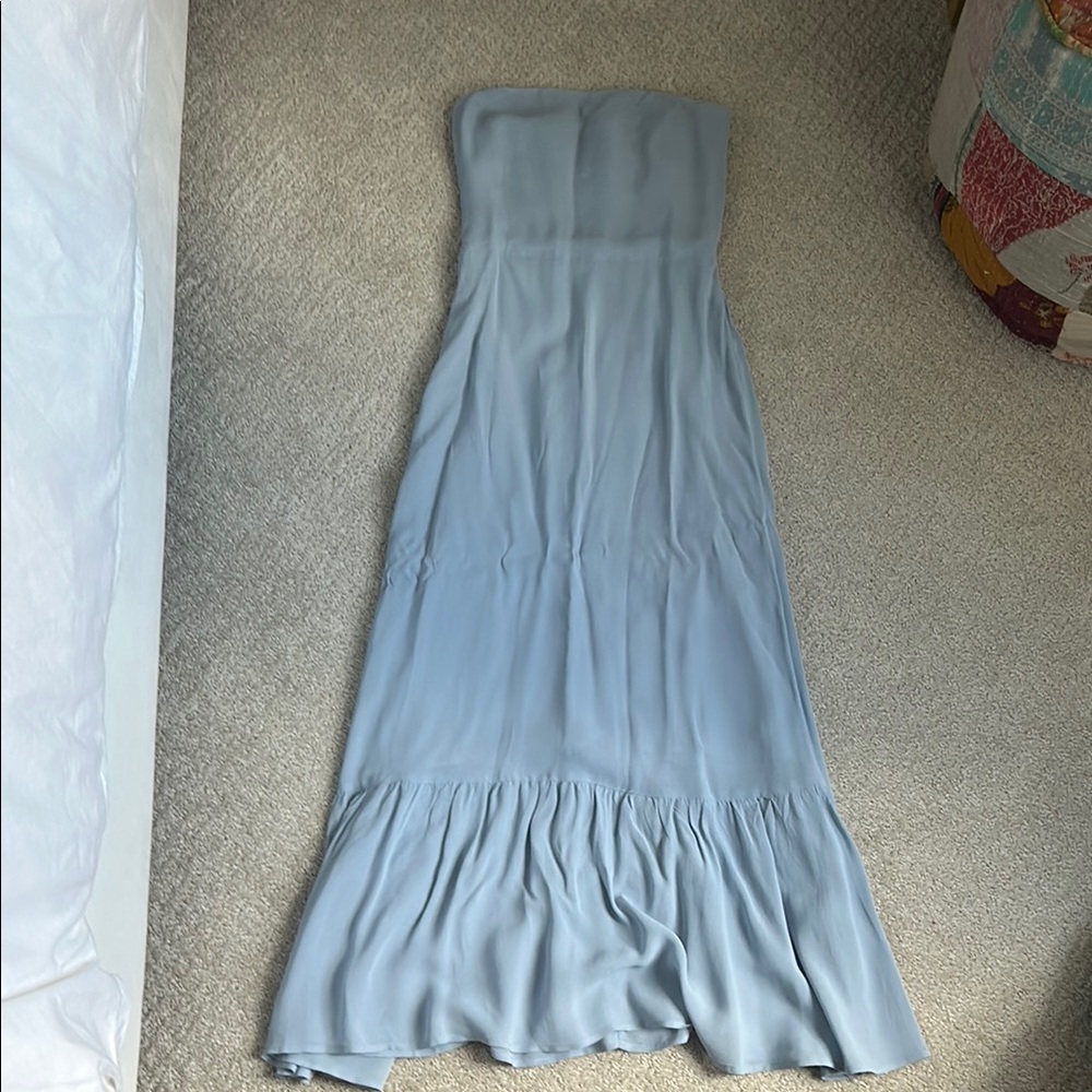 Reformation Elegant Strapless Blue Dress